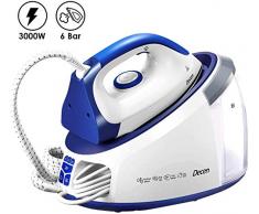 Dampfbügelstation 3000 W Dampfbügeleisen Dampfdruck 6 bar(Variabler Dampf 0-140 g/min, Dampfstoß: 480 g/min, 1,7L Abnehmbarer Wassertank, Automatische Reinigung) Weiß/Blau