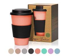 bambuswald© 450ml ökologischer Kaffeebecher to Go mit Silikondeckel | wiederverwendbarer & umweltfreundlicher Coffee-to-Go Becher für Tee & Kaffee aus Bambus - nachhaltiger Mehrwegbecher