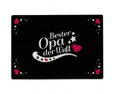 Wandkings Glasschneidebrett mit Schriftzug „Bester Opa der Welt“ - Design wählbar - Glasschneideplatte, Schneidebrett aus Glas, Frühstücksbrettchen - MOTIV 3
