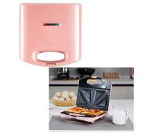 Cvbndfe Sandwich Maker, Quadrat Antihaftbeschichtete Platten, Mit 2 Kontrollleuchten, Verbrühung Hemmende Kunststoffschale, Kein Auslaufen, Für Panini-Sandwiches, Rosa(750W)