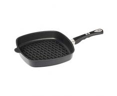 AMT Gastroguss E285BBQ Eckpfanne mit Rautengrillboden, 28 x 28 cm,Schwarz