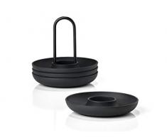 Zone Denmark Singles Eierbecher aus Silikon und Metall, Set mit 4 Stück, schwarz