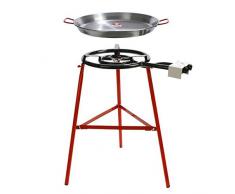 La Ideal Paellagrill Tabarca - Mit Paellapfanne 50 cm, 2-Ring-Gas-Brenner, 400 Dreibein-Ständer