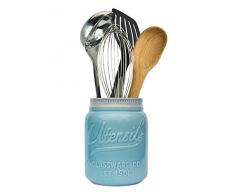 Mason Jar Utensilien Halter von Comfify - Chip beständig Keramik, Geschirrspüler sicher -Küche Caddy - perfektes Geschenk für Küche - Aqua blau, Größe 17.78cm hoch