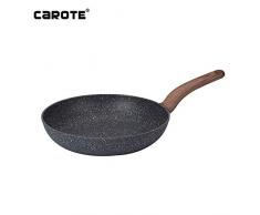 Carote AIR Aluminium Pfanne (geschmiedet) 24 cm mit GREBLON C3 Antihaftbeschichtung, Soft-Touch-Kunststoffgriff mit Holzeffekt, für alle Herdarten