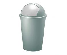 Deuba Abfalleimer 50L mit Schiebedeckel 68cm x 40cm grün - Mülleimer Müllbehälter Abfallbehälter I Büro Küche Bad