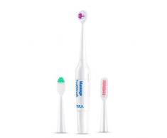 NERB Rotary Elektrische Zahnbürste Adult Teeth Whitening-Werkzeug 3 Bürstenköpfe wasserdichtes bewegliches Mundreinigungsgerät Notwendigkeits-Batterie (Color : Random Color)
