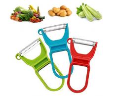 Zeerkeer Küchenschäler,Tomaten/Kiwischäler mit Zackenschliffklinge Zweischneidig Rostfrei Edelstahl Spülmaschinengeeignet Peeler Slice Shred Tool Kit Für Obst und Gemüse