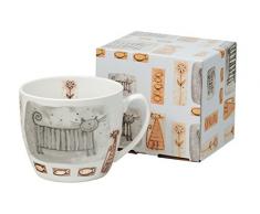 Jumbo-Tasse XXL Kaffee-Becher Kaffeetasse Porzellan Teetasse Geschenk-Tasse Trinkbecher Mug 750 ml von DUO in Geschenkbox (Katzen)