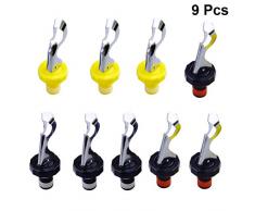 BESTonZON Flaschenverschluss Silikon Wiederverwendbare mit Hebel Auslaufsicher für Wein Bier Getränke 9pcs