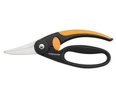 Fiskars Allzweckschere, Länge: 22 cm, Rostfreie Stahl-Klinge/Glasfaserverstärkte Kunststoff-Griffe, Schwarz/Orange, Elegance, P45, 1001533