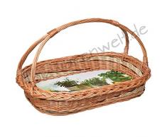 ForYourProetecion Weidentablettt mit Bügel Tablettkorb Korbtablett Tablett Weide Serviertablett (Verschiedene Motive)