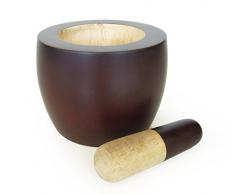 Collumino® Thailändischer Mörser & Stößel SET Große Hartholz 15,2 cm Schüssel dunkelbraun