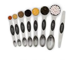 Messlöffel Set Magnetischer Messlöffel Beidseitig Stapelbarer Teelöffel Messlöffel aus Edelstahl für Trockenen und Flüssigen Zutaten (8 Stück)