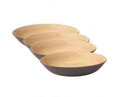 BIOZOYG Umweltfreundliches Geschirrset Tiefe Teller I 4 Stück Bambus Teller groß 22 cm I Speiseteller rund anthrazit, BPA frei I Kinderteller Suppenteller Salatteller Schale Essteller