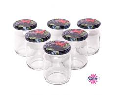 Einmachgläser mit Schraubdeckel (Fruchtmotiv), 6er Set, Marmeladengläser, Sturzgläser, Einweckgläser, Vorratsgläser in TOP Qualität (540ml)