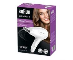Braun Satin Hair 1 PowerPerfection Haartrockner HD180, mit Stylingdüse, 1800 Watt, weiß