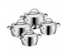 WMF Concento Topfset 4-teilig, Cromargan Edelstahl poliert, Töpfe mit Metalldeckel, Topf Induktion, Innenskalierung, Dampföffnung , unbeschichtet