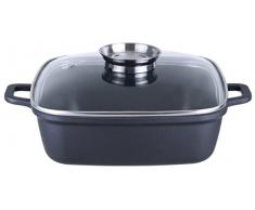 Kopf Bräter Santorin (Aluguss, 3,8 Liter, inkl. Glasdeckel mit Aromaknopf, Induktion) schwarz