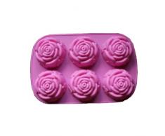 BestOfferBuy Silikon Backform 6 Rosen Muffin Eiswürfelform Backen Sechs Rosen Pro Form Neu