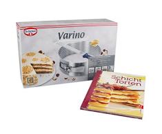 Dr. Oetker Tortenboden-Schneidhilfe Ø26-28 Set, inkl. Konditor-/Glasurmesser und Backbuch, zum leichten Schneiden von Böden, gleichmäßige Tortenböden durch Führungsschienen, (Farbe: silber), Menge: 1 Set