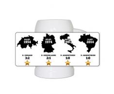 Fussball-Bierkrug Weltmeister 2014 mit Umriss der Länder und vier Sternen - Fan-Bierkrug - Deutschland-Krug - Bier-Humpen