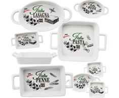 alles-meine.de GmbH 8 TLG. Set _ kleine Auflaufformen / Ofenformen - italienische Gerichte - Porzellan / Keramik - oval / rund - weiß - 15 cm - Gratinformen - Lasagneformen / Nud..