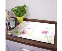 banjado Herdabdeckplatte aus Glas | Herdabdeckung zweiteilig je 30x52cm | Spritzschutz für Ceranfeld oder Induktionsherd | Schneidebrett perfekt für die Küche mit Motiv Glitzernde Wiese