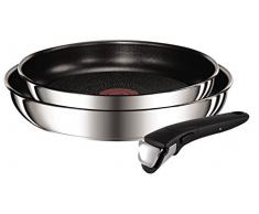 Tefal L94090 Ingenio Preference Pfannen-Set, 22 + 26 cm, inklusive Griff, induktionsgeeignet, antihaftversiegelt, Edelstahl