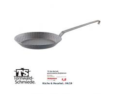 Tornwald-Schmiede Eisenpfanne: Kaltgeschmiedete Bratpfanne mit Rauten-Prägung, Ø 28 cm, 3,5 cm hoch (Schmiedeeisen Pfannen)
