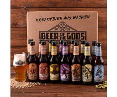 WACKEN BRAUEREI Craft Beer Box 14 x 0,33 l verschiedene Sorten + Bierglas BEER OF THE GODS | GÖTTERGABE | Viking Craftbeer Set Gift for Men | Wikinger Kraft Bier Geschenk für Männer | Party Festival