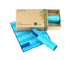 7.pure Bambus Putzlappen & Putztücher | 3 Stück | 20 x 25 cm | ohne Putzmittel | Reinigen ohne Fusseln | Waschbar | Putzschwamm, Tücher