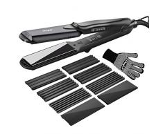 Kreppeisen für Haare, 4 in 1 Haarglätter Kreppeisen Multistyler Keramik Glätteisen und Welleisen haare Temperaturregelung+Schnellaufheizung für Glattes und Crimper Haar