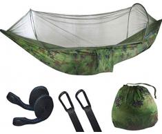 Zixin Außen automatisches Moskitonetz Hängematte 2 Personen Fallschirm Tuch Schaukel mit Moskitonetz-Dunkelgrün Kampf Obst, reines Schwarz, 250 * 120cm (Color : Camouflage, Size : 290 * 140cm)