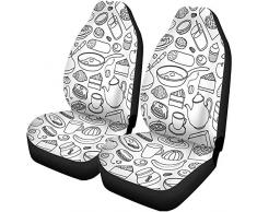 Enoqunt Autositzbezüge Orange Apfel Schwarz-Weiß-Buffet Frühstücksgeschirr Speck 2er-Set Protektoren