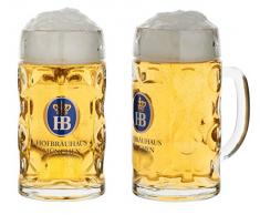 Bierkrug aus Glas mit originalem HB Logo | Hofbräuhaus München Glaskrug Isarseidel 0,5 l - für den kleinen Durst jetzt in halben Liter Format erhältlich