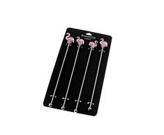 4 Metall Cocktailstäbchen mit Flamingo aus Glas Home Cocktails Tropical Party Barzubehör Bar