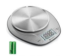 ETEKCITY Küchenwaage Digitalwaage Professionelle Waage, Flüssigkeiten wiegen, Hohe Präzision auf bis zu 1g (5kg Maximalgewicht), Tara-Funktion, aus Edelstahl mit Großem LCD-Display