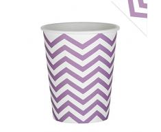 12x Pappbecher Wave EinsSein® 53x75x88mm weiß-flieder Papierbecher Wellen Party Becher aus Pappe Partygeschirr Pappgeschirr