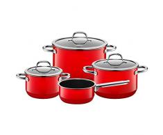 Silit Passion Red Topfset 4-teilig, Töpfe mit Glasdeckel, Silargan Funktionskeramik, Induktionstöpfe, Topf Induktion, rot