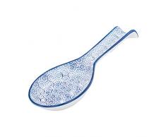 Nicola Spring Gemusterter Porzellan-Kochlöffel Ablage - blauem Blumenaufdruck