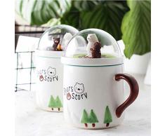 ZYJ Espressobecher, Micro Landschaft Keramik Becher Bär Geschichte Niedliche Paar Tasse Kaffee Milch Frühstück Kaffeetasse 2 Stücke