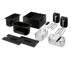 Princess 183028 Edelstahl Doppel-Fritteuse in schwarz - 2 x 3 Liter (2 x 1800 Watt) mit Ölfilter und Kaltzonenfunktion