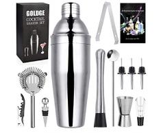 Goldge 12 Stück Cocktail Set Cocktail Shaker Cocktail Mixer Geschenk Set Bar Zubehör 750 ML Cocktailshaker Edelstahl für Zuhause Bar