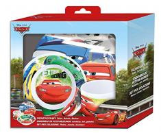 POS 68791088 - Frühstücksset mit Disney Pixar Cars Motiv, 3 teiliges Geschirrset für Kinder bestehend aus Teller, Schale und Tasse, stabiles Melamin, bpa- und phthalatfrei, spülmaschinengeeignet