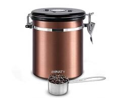 Movaty Kaffeedose Luftdicht,Kaffeebehälter,Kaffeedose Edelstahl Aromadose Vorratsdose Vakuum Dose für Kaffeebohnen, Pulver, Tee, Nüsse, Kakao, 16 OZ, 500g