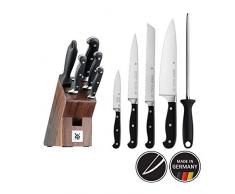 WMF Spitzenklasse Plus Messerblock mit Messerset, 6-teilig, 4 Messer geschmiedet, 1 Wetzstahl, 1 Block aus Walnussholz, Performance Cut, Spezialklingenstahl