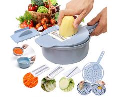 RainBabe 9 in 1 Gemüseschneider Multifunktions Küchenhelfer Eiertrenner Mandoline Reibe Hobel Zerkleinerer für Obst Gemüse Zwiebel Kartoffel