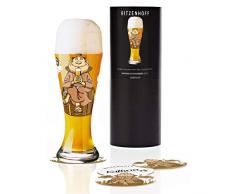 RITZENHOFF Weizen Weizenbierglas von Kathrin Stockebrand, aus Kristallglas, 500 ml, mit fünf Bierdeckeln