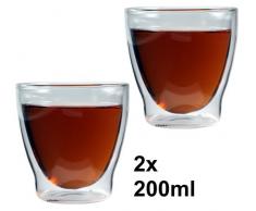 Feelino Rondorello doppelwandige Tee- und Kaffeegläser, 2er-Set 200ml Thermo-Gläser mit Schwebe-Effekt im Geschenkkarton, für Kaffee, Milchkaffee, Tee, Eistee, Cocktails, Whiskey und Eis